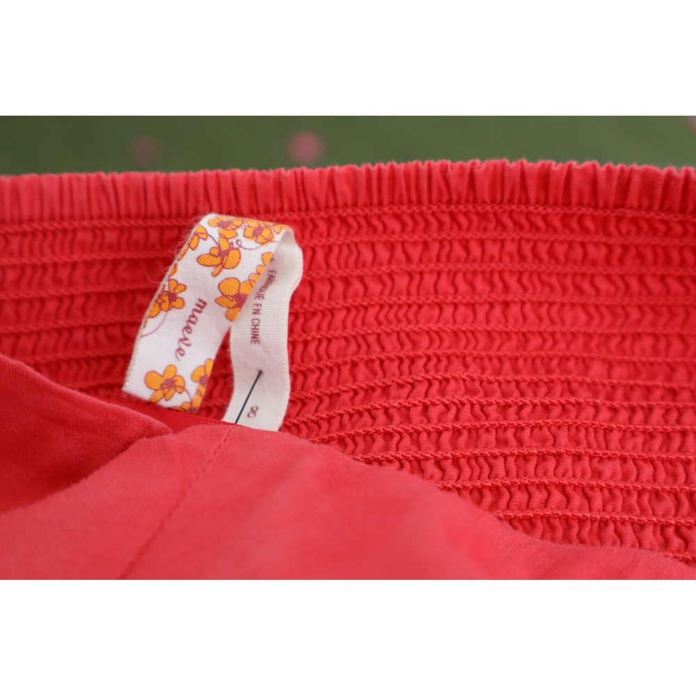 Maeve Anthropologie Strapless Coral Red Embroidered Sun Women Dress Size 8 NWOT - Picture 4 of 12